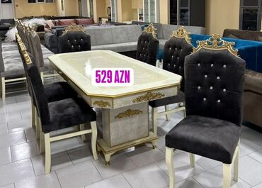 Masa və oturacaq dəstləri: Mətbəx üçün, Yeni, Açılmayan, Dördbucaq masa, 4 stul — 12