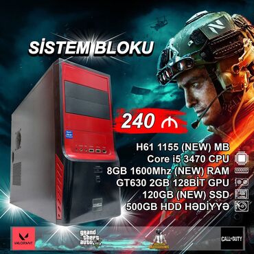 Polo köynəklər: Sistem Bloku "Gigabyte Chassis DDR3 H61 1155 Core i5 3470 GT630 2GB