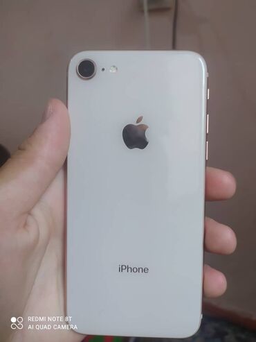 телефон iphone 10: IPhone 8, Колдонулган, 64 ГБ, Ак, Заряддоочу түзүлүш, Коргоочу айнек, Каптама, 100 %