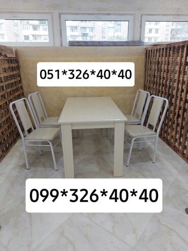 Bağ, çöl masa və oturacaq dəstləri: Yeni, Dördbucaq masa, 4 stul, Açılmayan, Stullar ilə, Metal, Azərbaycan — 11