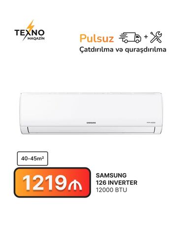 Kondisioner Samsung, 40-45 kv. m, Split sistem, Kredit yoxdur, Pulsuz quraşdırılma