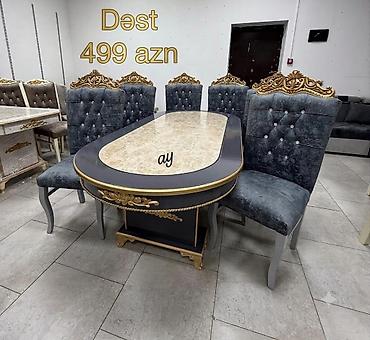 mafia stolu: Qonaq otağı üçün, Yeni, Açılmayan, Oval masa, 6 stul — 1