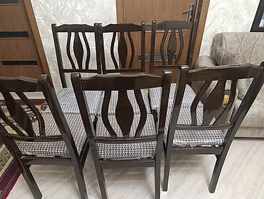 ofis oturacagi: Məhsul: 6 ədəd yemək otağı stulu dəsti - Material: Ağac karkas, tünd — 2