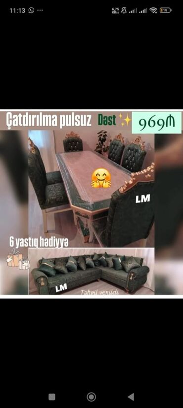 divan üstü: Künc divan və masa desti yeni