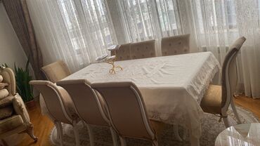 кухонные стулья: Qonaq otağı üçün, Açılmayan, Dördbucaq masa, 6 stul