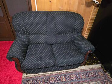 Sofas and couches: Three-seat sofas, Textile, color - Blue, Used