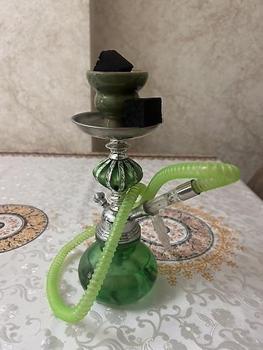 plas cadir: Kiçik ölçülü nərgilə (hookah) dəsti - Rəng: yaşıl şüşə kolba, yaşıl — 1