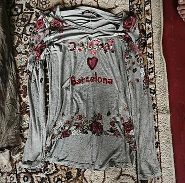 Серая женская кофта/лонгслив с длинным рукавом и принтом Barcelona