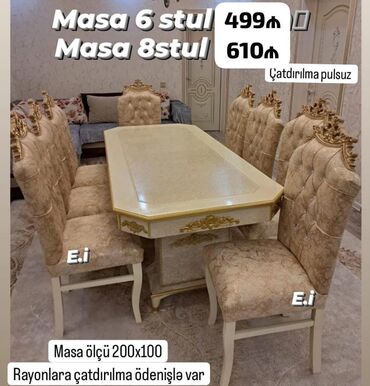 Uşaq və gənc otağı üçün dəstlər: Qonaq otağı üçün, Yeni, 6 stul