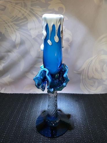 paviljoni forma ideale: Unikatna murano vaza-svecnjak perfektan rucni rad iz 60,70ih.god — 5