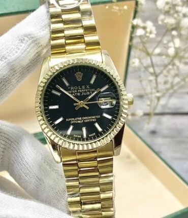 золотые часы мужские новые: В наличии Rolex часы Цвет: Gold ~unisex С чёрной коробкой Цена