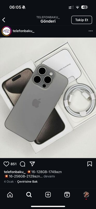 iphone 15 pro ikinci el: IPhone 15 Pro, 128 ГБ, Natural Titanium, Face ID