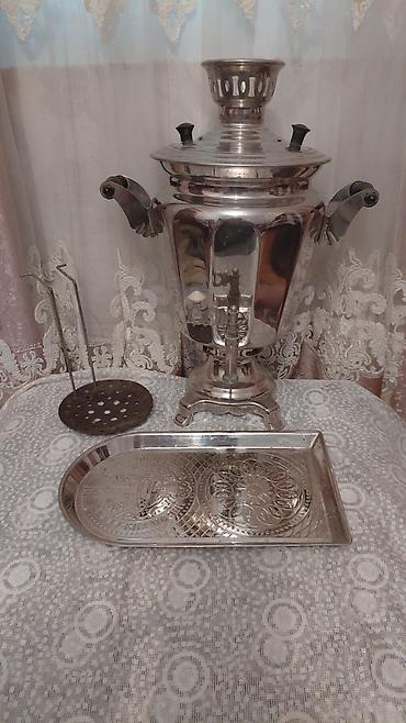 odun satis: Klassik metal samovar dəsti - Material: cilalanmış metal (xrom — 1
