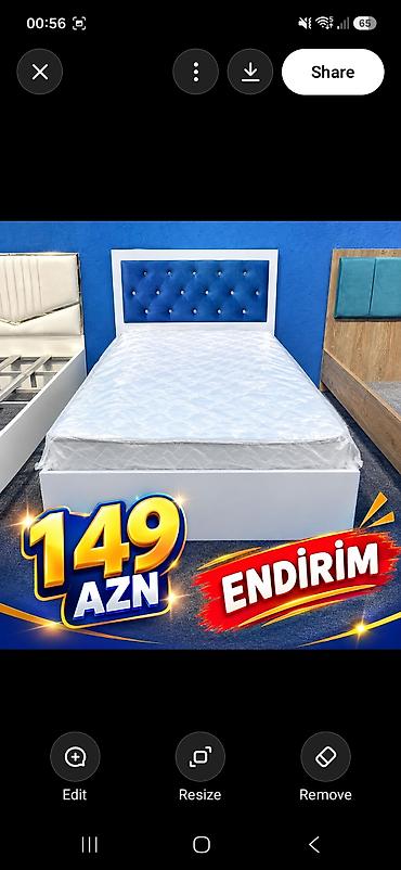 Endirimli tək nəfərlik çarpayı – 149 AZN - Rəng: ağ korpus, mavi