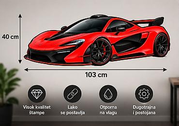 tisot sat: Auto Nalepnica za Zid – 103x40 cm Sportski Auto - 2890 # Zidna — 3