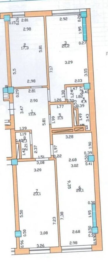 орто сай рынок квартира: 3 бөлмө, 120 кв. м, Элитка, 7 кабат, ПСО (өзү оңдоп түзөтүп бүтүү үчүн)