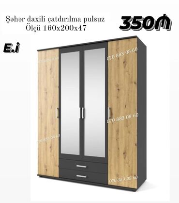 mebel kredit: *4 Qapılı dolab / Şkaf 350Azn💥* ✔️Rəng seçimi var *💥Təhvil qısa