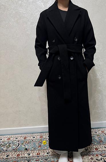 zara l: Пальто, Осень-весна, Кашемир, По колено, С поясом, 2XL — 5