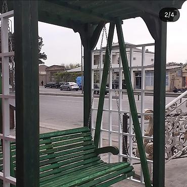 Bağ, çöl mebeli: Açıq havaya uyğun ağ rəngdə taxta mebel dəsti və yelləncək - — 4