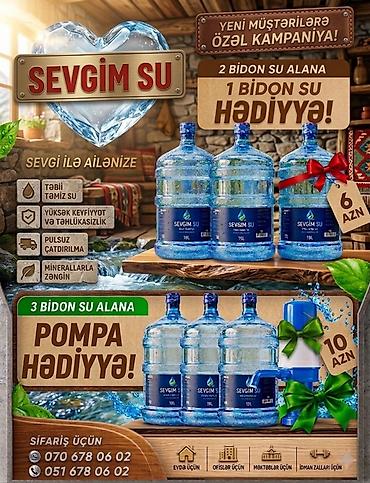 ucuz su cənləri: SEVGİM SU – 18L və 19L bidonlarda təbii, təmiz içməli su — 1