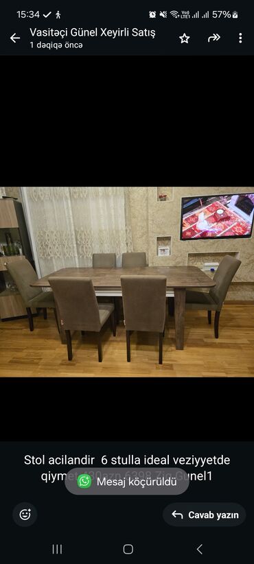 stol stul dəstləri qiymetleri: Stol acilandir 6 stulla ideal veziyyetde qiymet 430azn 6398 Zig