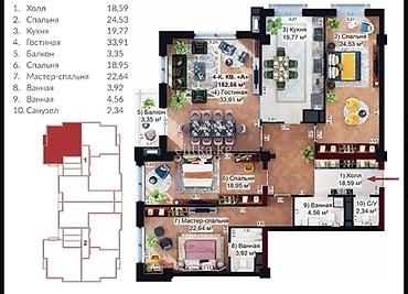 4: 4 комнаты, 155 м², Элитка, 5 этаж, ПСО (под самоотделку) — 2