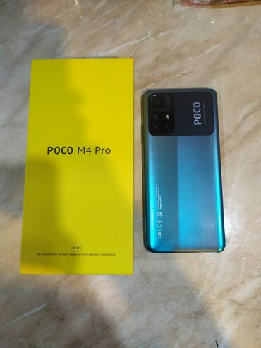poco telefonları: Poco M4 Pro 5G, 64 GB, rəng - Göy, Sensor, Face ID
