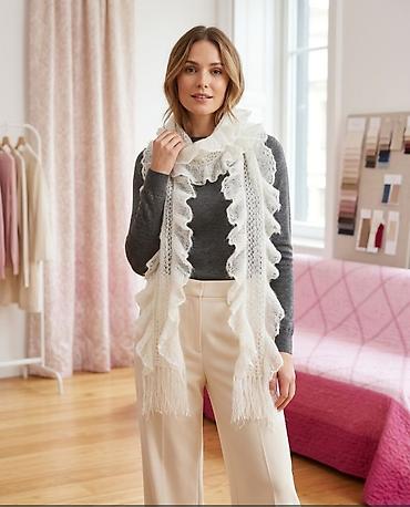 hicab geyimi: Ağ rəngli zərif şərf - Material: yüngül, yumşaq toxuma (moher/angora — 1