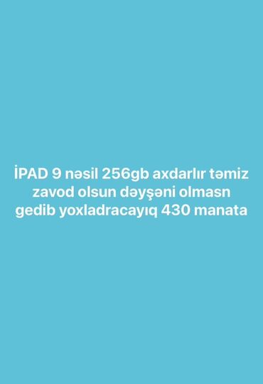 Sirena Motors: ;;;;;;;(İhelpdə yoxlanlacağ );;;;;Axtarış elanıdır: iPad 9-cu nəsil