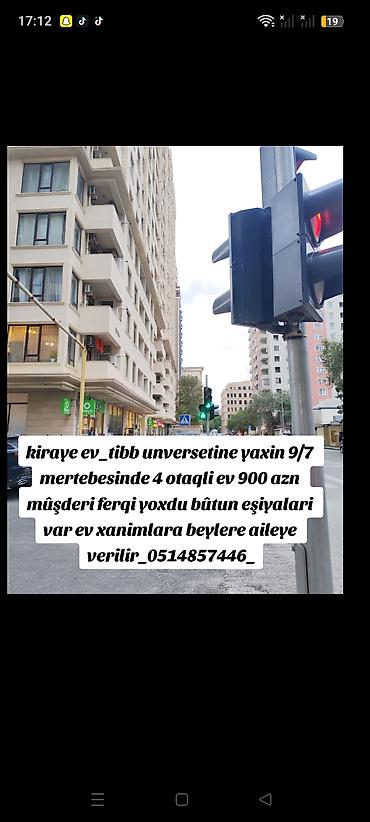 Kiraye ev_tibb unversetine yaxin 9/7 mertebesinde 4 otaqli ev 900 azn