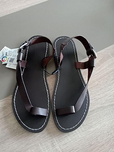 Sandale: PULL&BEAR kožne sandale – tamno braon.Proizvodjač Španija. - — 1