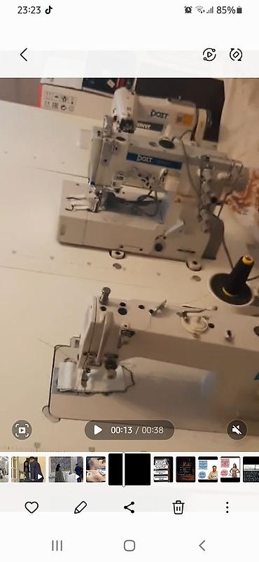 pvc utu: Sənaye dərzi tikiş maşınları. 1 ədəd overlok, 1 interlok, düz tikiş — 4