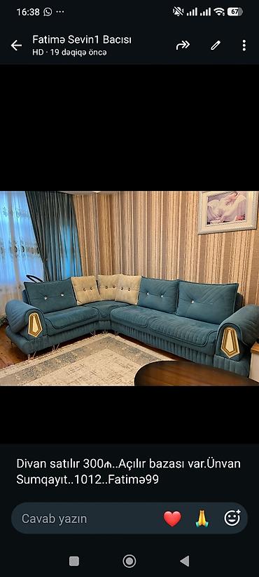 Divan satılır 300₼. Açılır bazası var.Ünvan Sumqayıt. 1012. Fatimə99 lalafo.az -da Divan satılır 300₼. Açılır bazası var.Ünvan Sumqayıt. 1012. Fatimə99