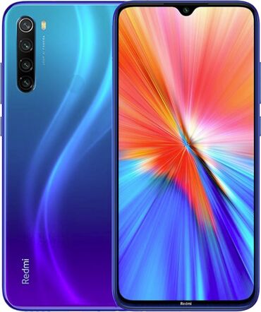 мобильные телефоны кнопочный: Redmi, Redmi Note 8, Колдонулган, 64 ГБ, түсү - Көк, 2 SIM