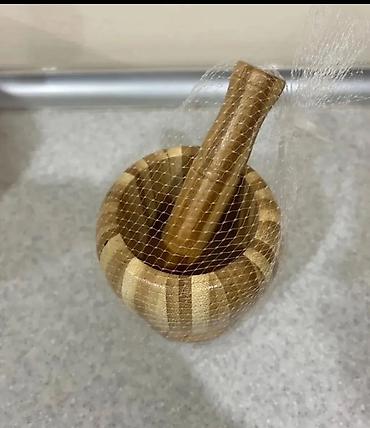 Ev üçün digər mallar: Taxta həvəngdəstəsi (əl dəyirmanı) - Material: təbii taxta, zolaqlı — 2