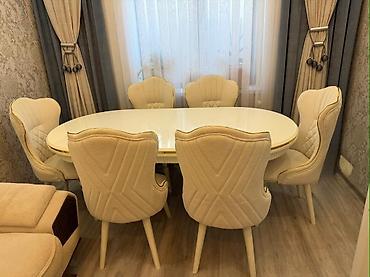 Qonaq otağı üçün, Yeni, Açılan, Oval masa, 6 stul
