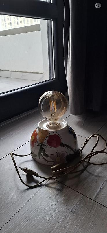 silk filament: Keramik masa lampası – vintaj üslubda - Material: Parlaqlıqla — 1