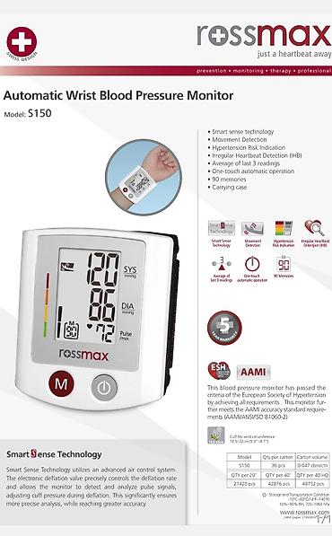 Тонометры: Rossmax S150 bilək tipli qan təzyiqi monitoru - Marka/model: Rossmax — 3