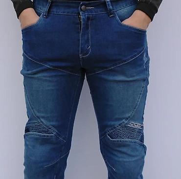 Farmerke: Muške jeans pantalone – biker/karirano šivenje - Model: slim/straight — 11