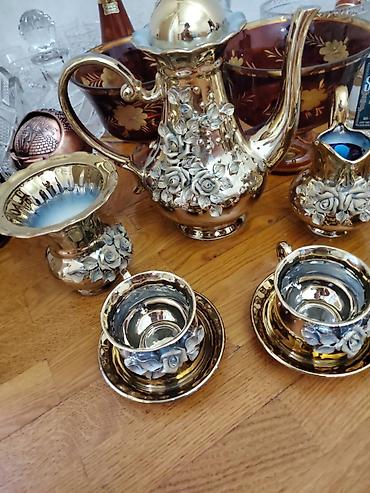 Qab-qacaq və mətbəx ləvazimatları: Çay dəsti, rəng - Qızılı, Keramika — 4