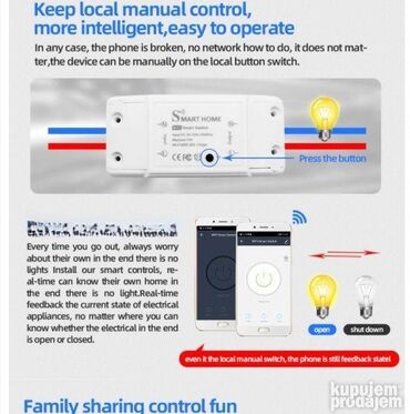 Elektro materijal: Smart Home WiFi Prekidač 10A 2200W (Smart Home TH10A) 🔌 — 9