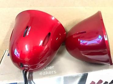 Zvučnici, slušalice i mikrofoni: Tchibo stereo zvučnici – crveni, dizajnerski “cup” oblik - Tip: žični — 2