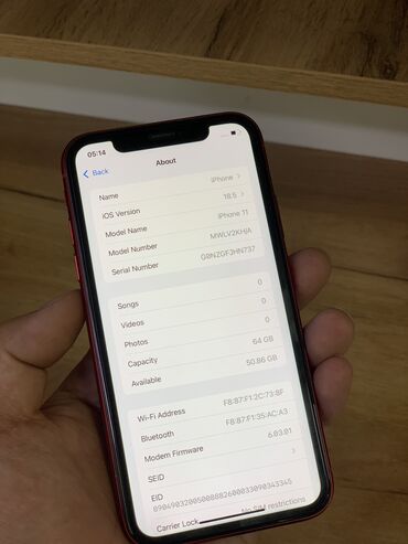 Apple iPhone: IPhone 11, Колдонулган, 64 ГБ, Кызыл, 96 %