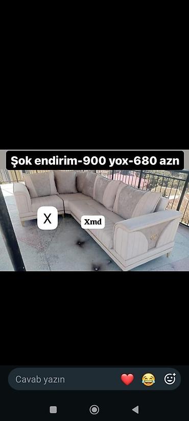 Divanlar: L formalı yumşaq künc divan - Rəng: açıq bej/krem tonları - Material — 1