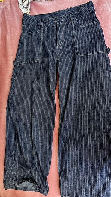 Жеке буюмдар: Широкие джинсы в полоску (workwear/карго стиль) - Ткань: плотный — 2