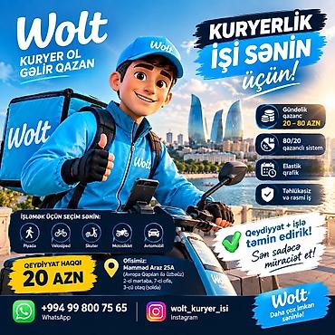 Moto-kuryer tələb olunur, Gündəlik ödəniş, Təcrübəsiz lalafo.az -da Moto-kuryer tələb olunur, Gündəlik ödəniş, Təcrübəsiz