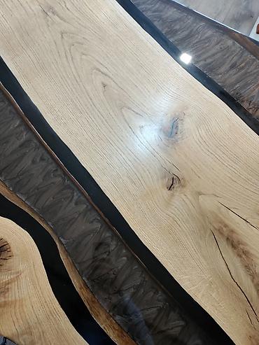 komode bele: Epoxy sto Hrast/ crni metalik 90x181 cm Ploča stola — 5