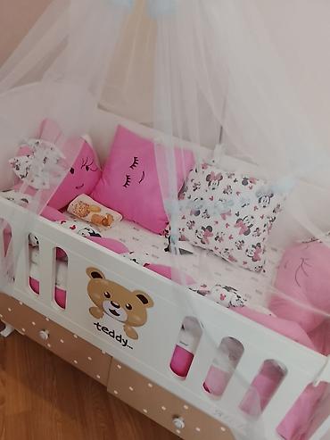 Beşiklər: Uşaq beşiyi – “Teddy” dizaynı - Material: ağ rəngli MDF/taxta — 5