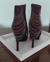 женские бот: Qadın çəkmələri – bordo rəng, yüksək daban, platformalı - Material