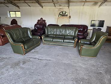 Stilske garniture: Komplet kožne garniture za dnevnu sobu – 1 - Sastav: trosed, dvosed i — 4